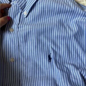 RALPH LAUREN Golf Men's Blue & White Stripe Button Down Shirt Sz XL Tilden